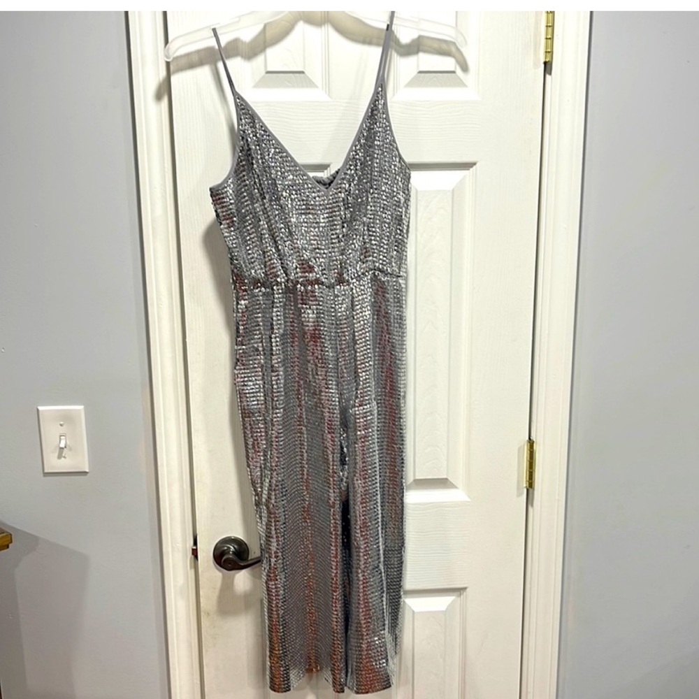 Venus Silver Sequin Sparkle Jumpsuit Romper